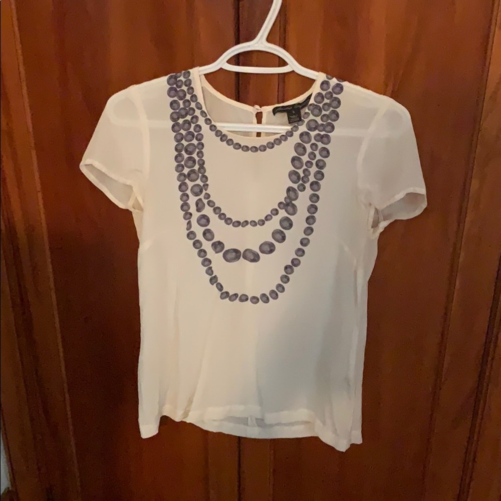Blouse with pearl screen printing